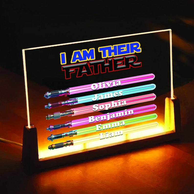 Customized Lamp Lightsaber Sign Names, Best Dad Ever Gifts
