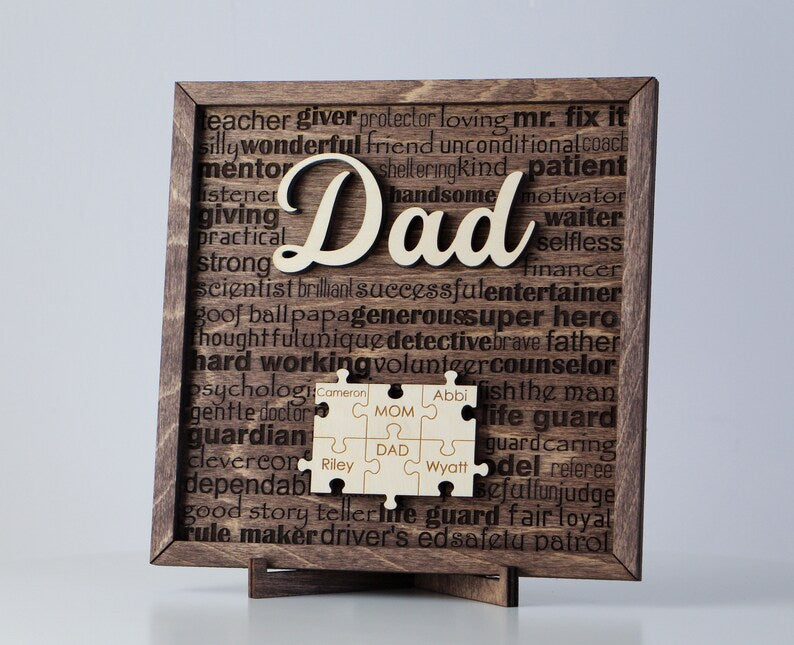 Custom Dad Puzzle Sign, Unique Gift For Fathers Day