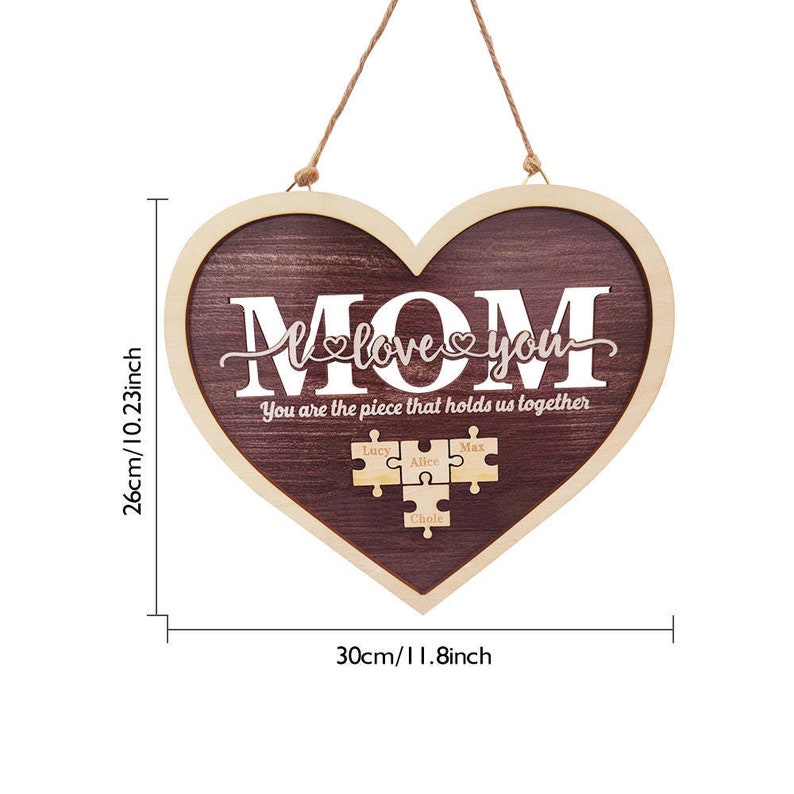 Custom Mom Heart Puzzle Plaque, You Are The One Who Brings Us Together Mother's Day Gift Wall Art