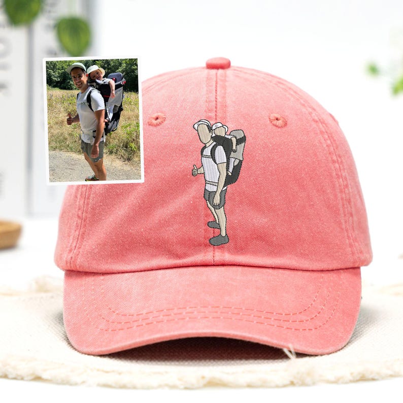 Custom Portrait Embroidered Dad Hat Using Photo Father's Day Gift