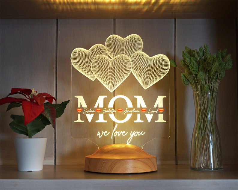 Custom 3D Led Night Light With Name, Mother Days Gifts For Mom