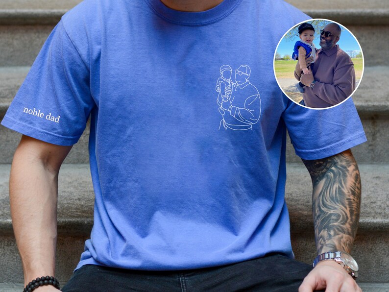 Dad Portrait Embroidered Shirt From Photo,Custom Photo Sweatshirt For Dad