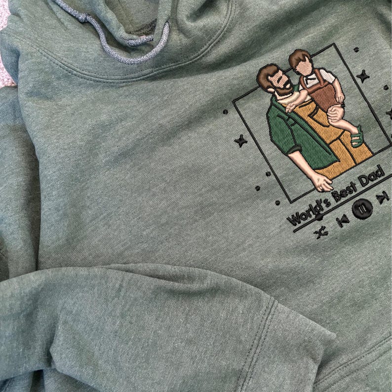 Custom Dad And Son Embroidered Sweater, Custom Portrait From Photo Sweatshirt