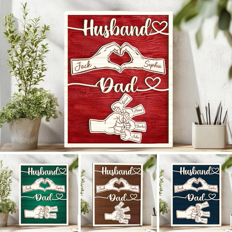 Personalized Dad Wood Sign With Standee Custom Fist Bump Plaque
