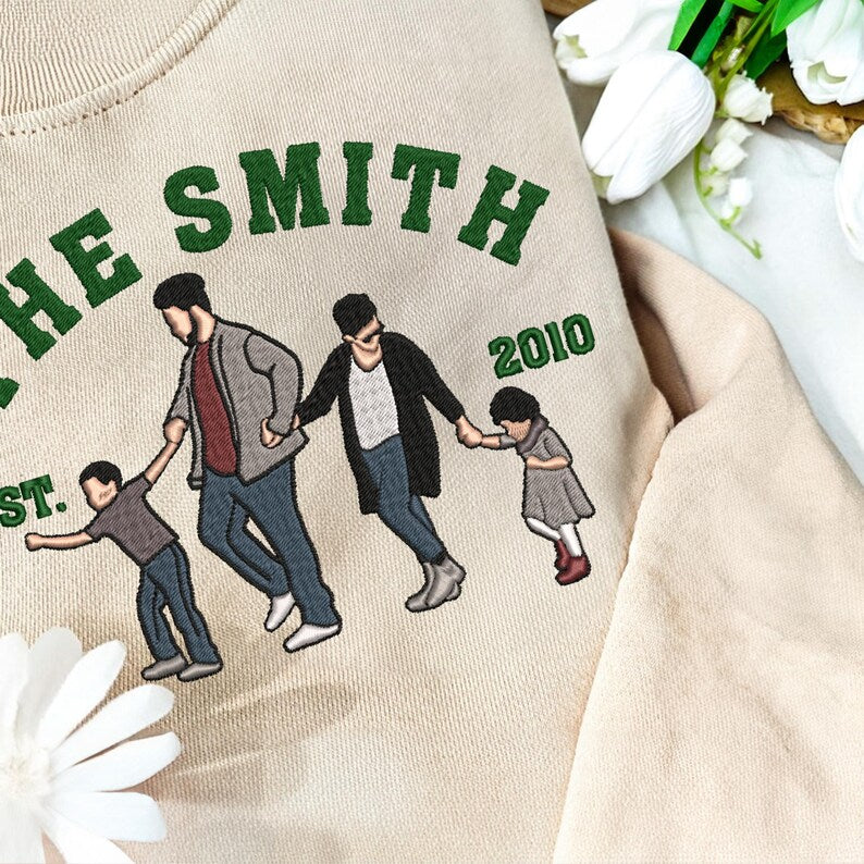 Personalized Embroidered Family Photo Sweatshirt, Family Photo Holiday Sweater