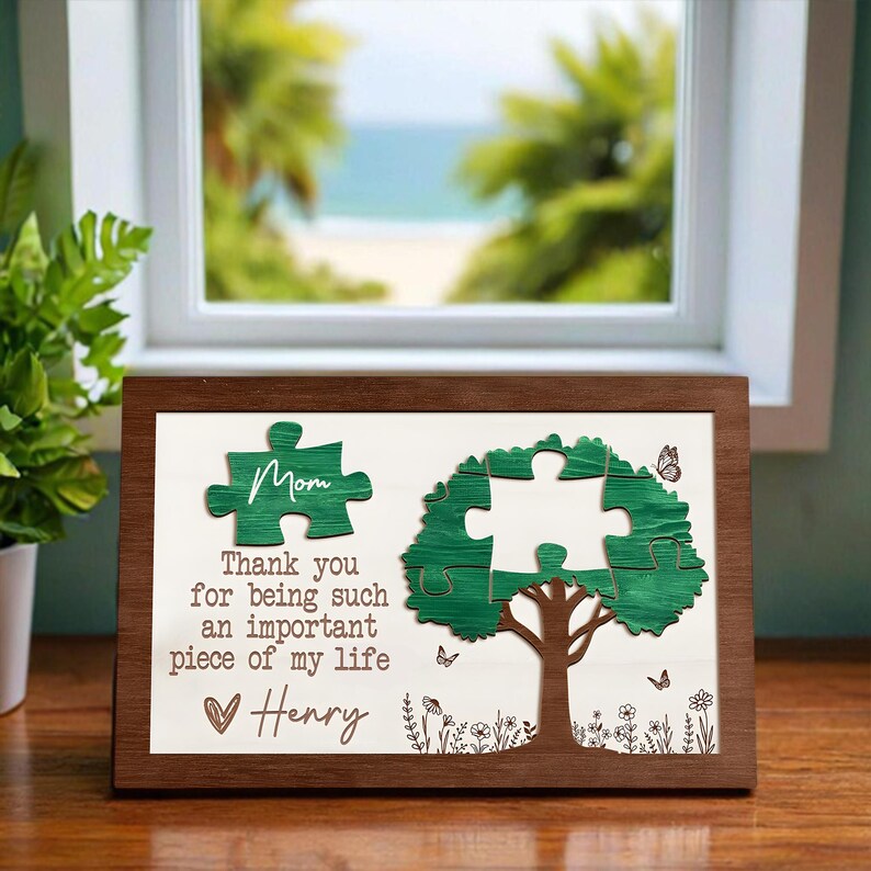 Custom Mom Tree Puzzle Sign, Gift From Son Or Daughter