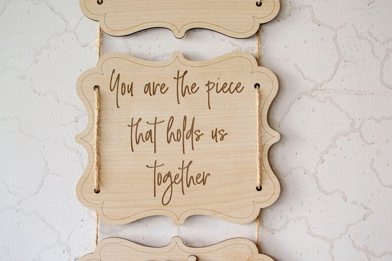 Custom You Are The Piece That Holds Us Together Mothers Day Wall Hanging Puzzle Sign, Mothers Day Gift Wall Decor