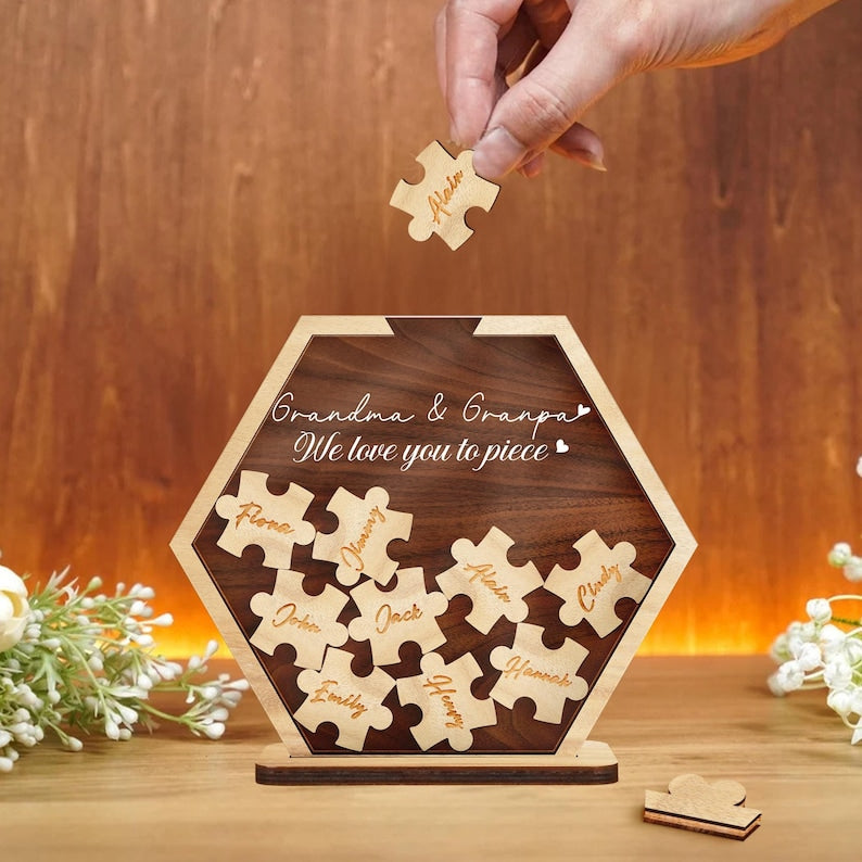 Personalized Puzzle Name Magnet Fridge Decor With Grandchildren's Names,Mothers Day Gift