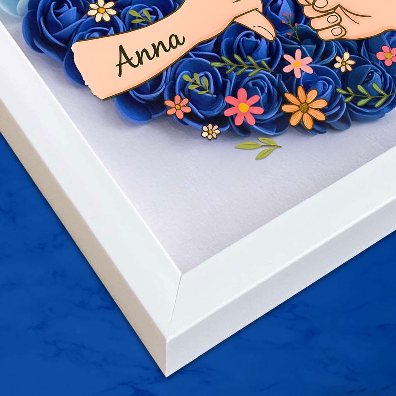 Custom Mom's Garden Kids' Names & Birth Flowers Shadow Box, Mother's Day Gift Decor
