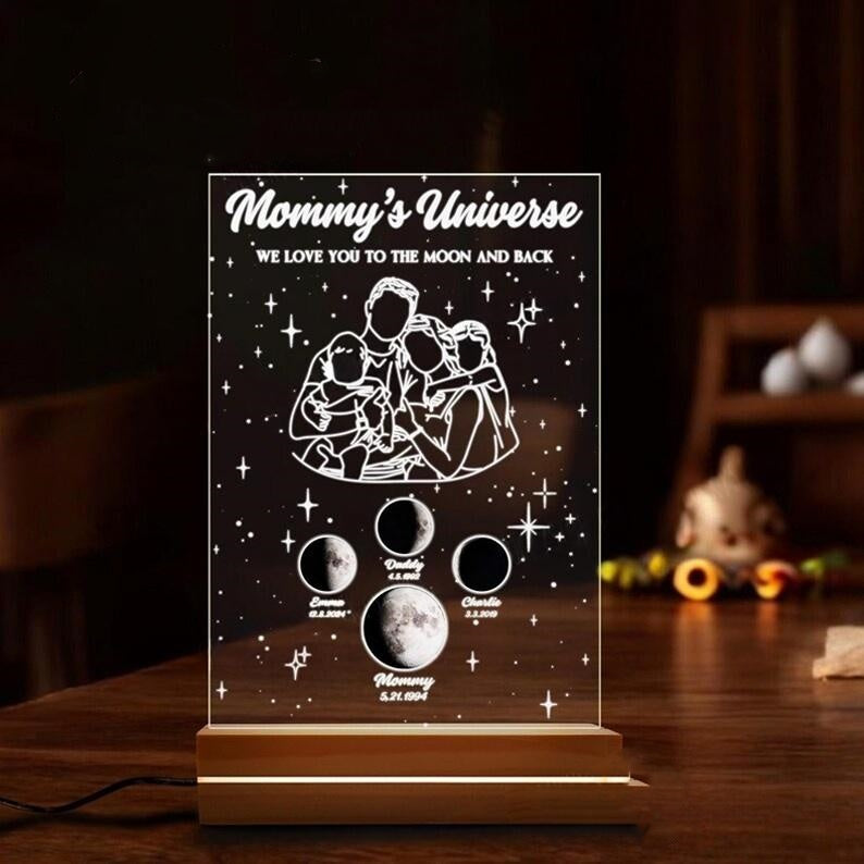 Custom Night Sky Gift - Moon Phase On Special Date With Names, Perfect Mother's Day Keepsake