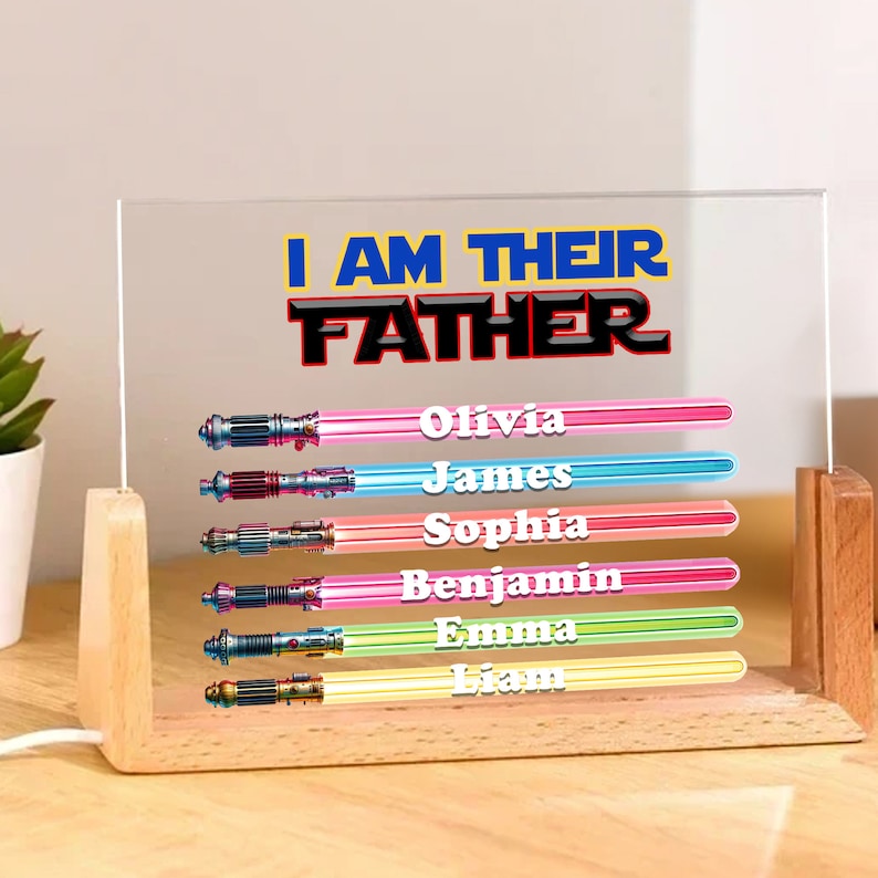 Customized Lamp Lightsaber Sign Names, Best Dad Ever Gifts