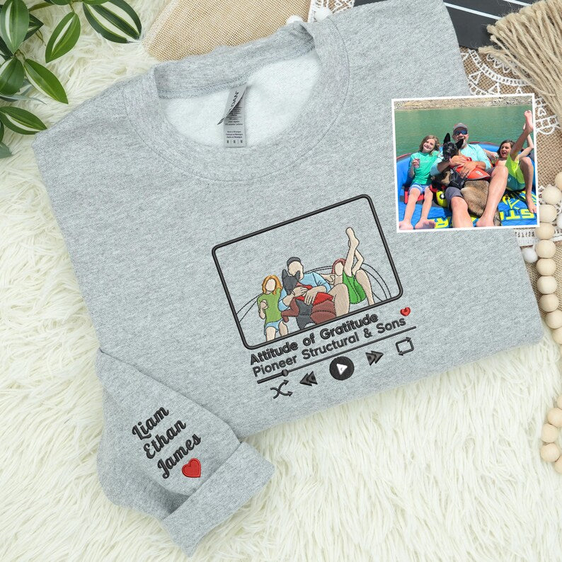 Custom Dad Hoodie With Kid Portrait Father's Day Gift, Personalized Family Portrait Hoodie
