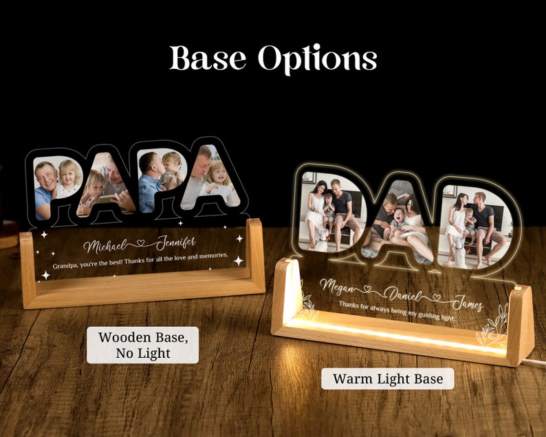 Personalized Best Dad Photo Name Night Light, Best Gift For Father's Day