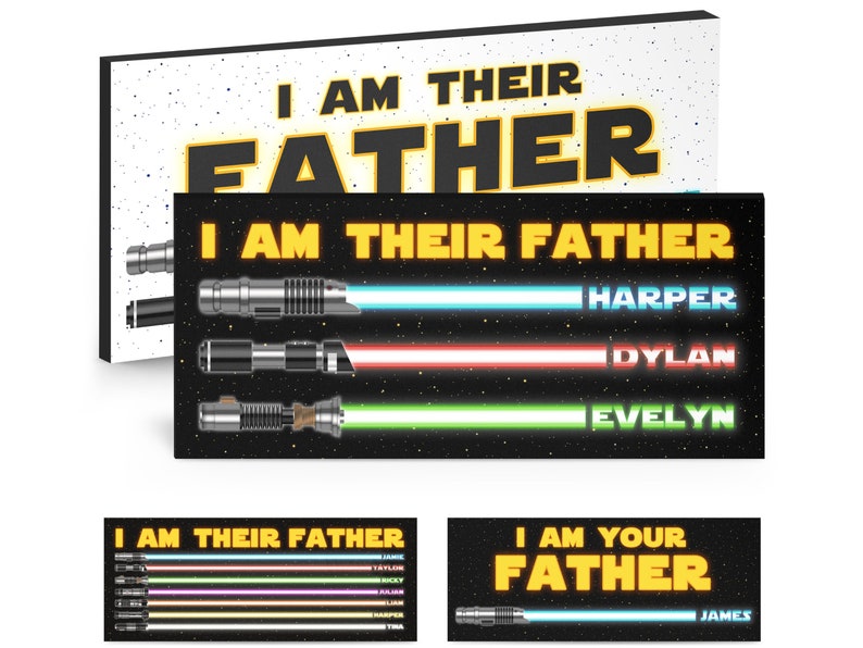 “I Am Their Father Dad” lightsaber Kids Name Sign Gifts, Personalized Gifts for Dad