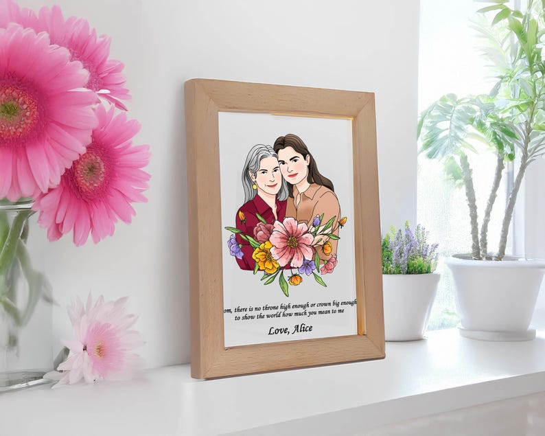Personalized Mom Daughter Photo Frame Night Light,Mom Gift From Daughter