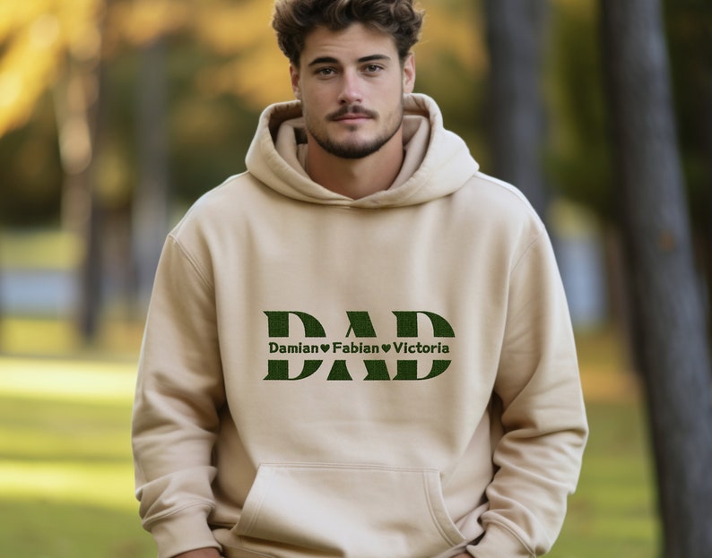 Custom DAD Embroidery Sweatshirt With Kids Name, Personalized DAD Hoodie, Father's Day Gift, Gift For Dad
