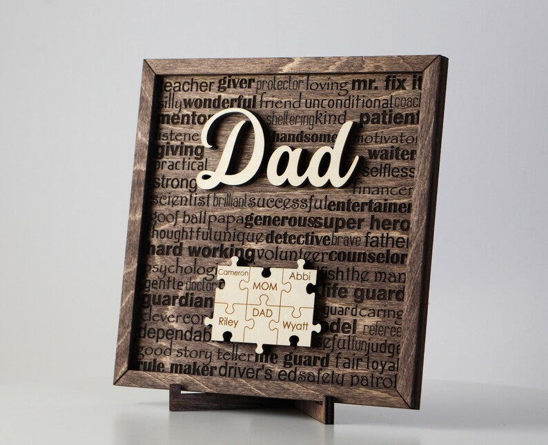 Custom Dad Puzzle Sign, Unique Gift For Fathers Day