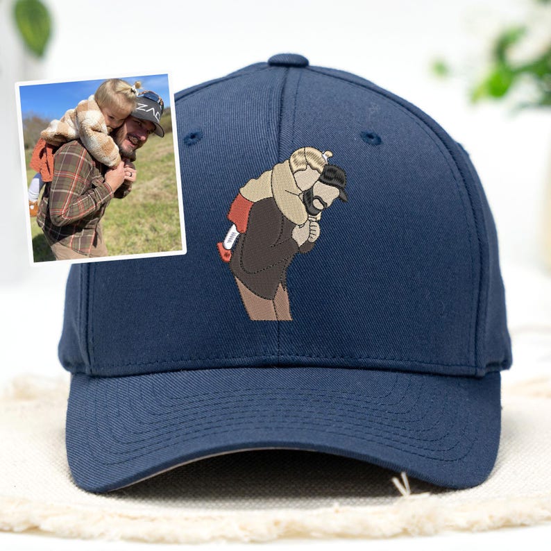 Custom Portrait Embroidered Dad Hat Using Photo Father's Day Gift