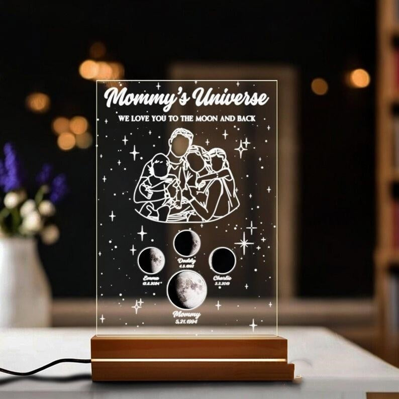 Custom Night Sky Gift - Moon Phase On Special Date With Names, Perfect Mother's Day Keepsake
