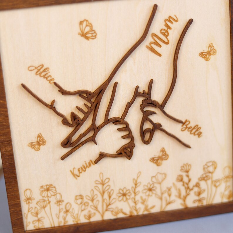 Custom Holding Kids Hands Wooden Sign For Mothers Day Gift For Mom Gift