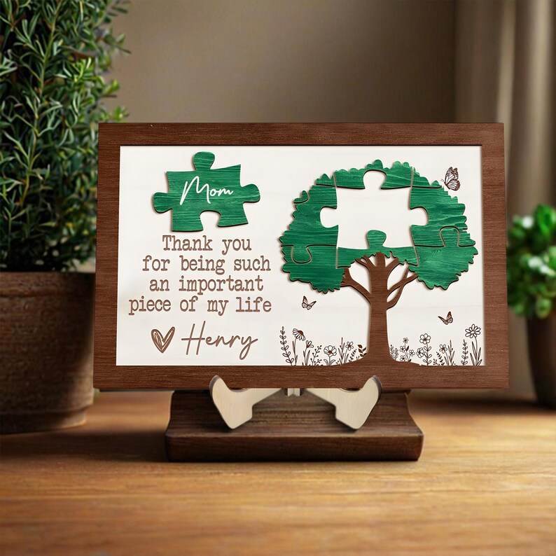 Custom Mom Tree Puzzle Sign, Gift From Son Or Daughter