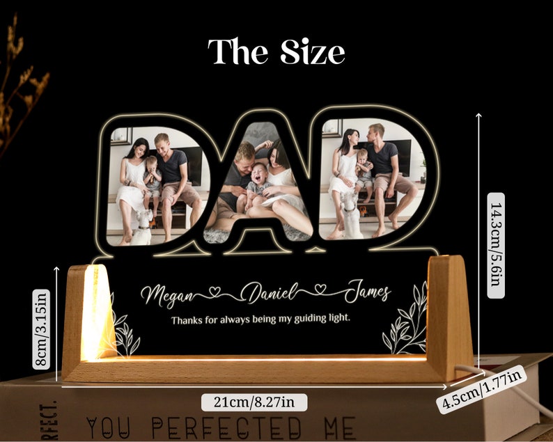 Personalized Best Dad Photo Name Night Light, Best Gift For Father's Day