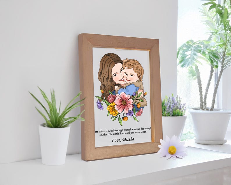 Personalized Mom Daughter Photo Frame Night Light,Mom Gift From Daughter