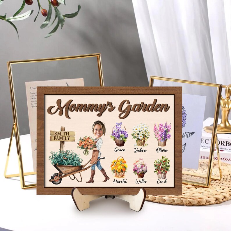 Custom Mom Garden Plaque Birth Month Floral Sign