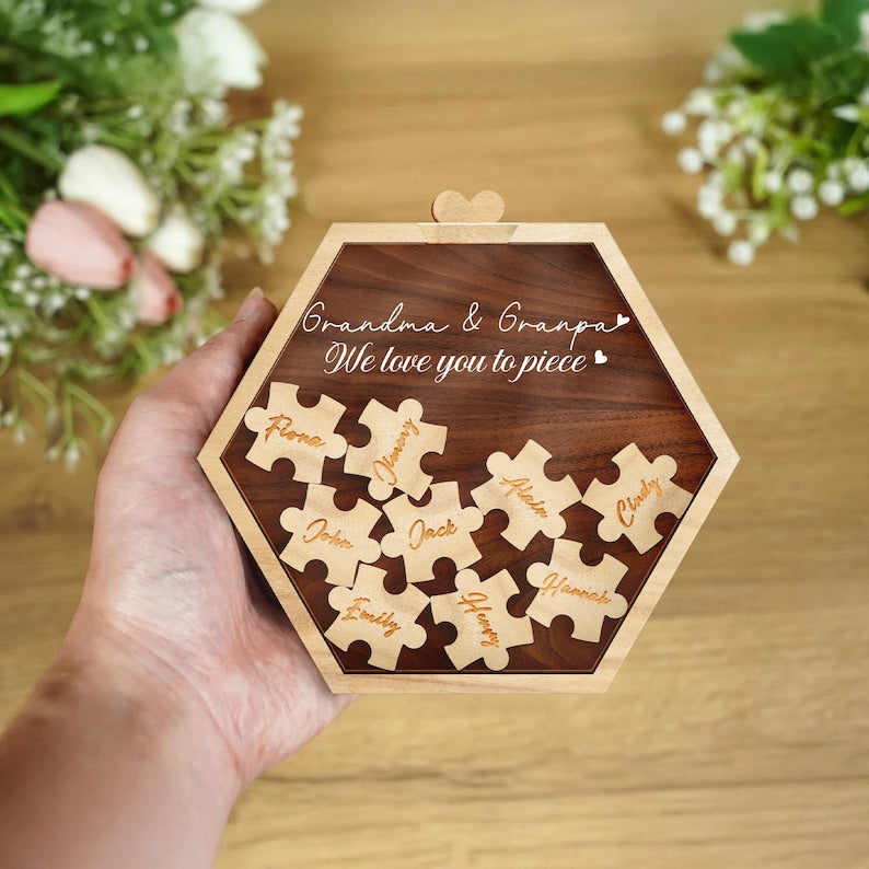 Personalized Puzzle Name Magnet Fridge Decor With Grandchildren's Names,Mothers Day Gift