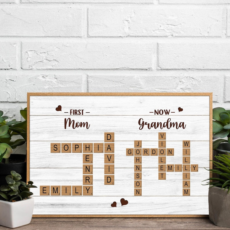 Custom Mom-To-Grandma Crossword Puzzle Wall Art, Unique Gift For Mother’S Day