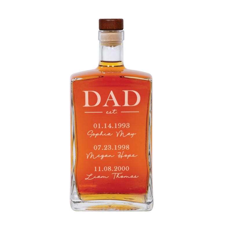 Custom Dad Est Kids Names Whiskey Decanter Fathers Day Gift For Dad 2025