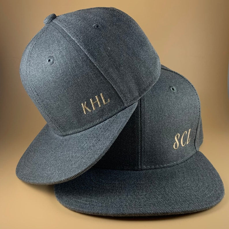 Matching Father/Son Flat-Billed Hats with Custom Initials Personalization (2 hats)【Free Shipping】