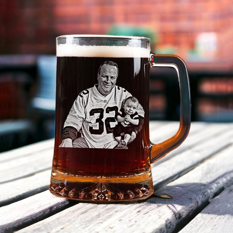 Custom Father's Day Gift For Dad, Engrave Your Favorite Photo On Whiskey Glass