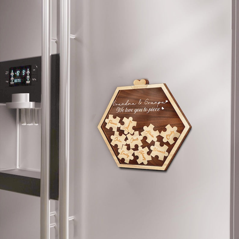 Personalized Puzzle Name Magnet Fridge Decor With Grandchildren's Names,Mothers Day Gift