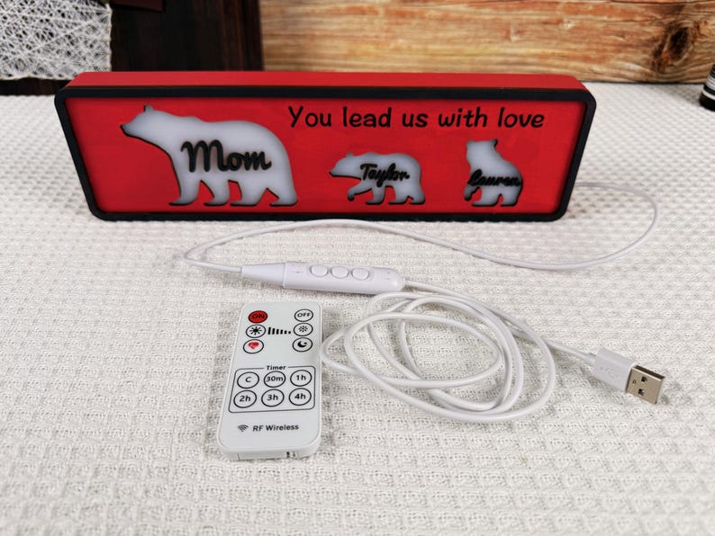 Unique Night Light Of Mother's Day Gift From Kids Husband,Personalized Gift For Mom Of Bear Family