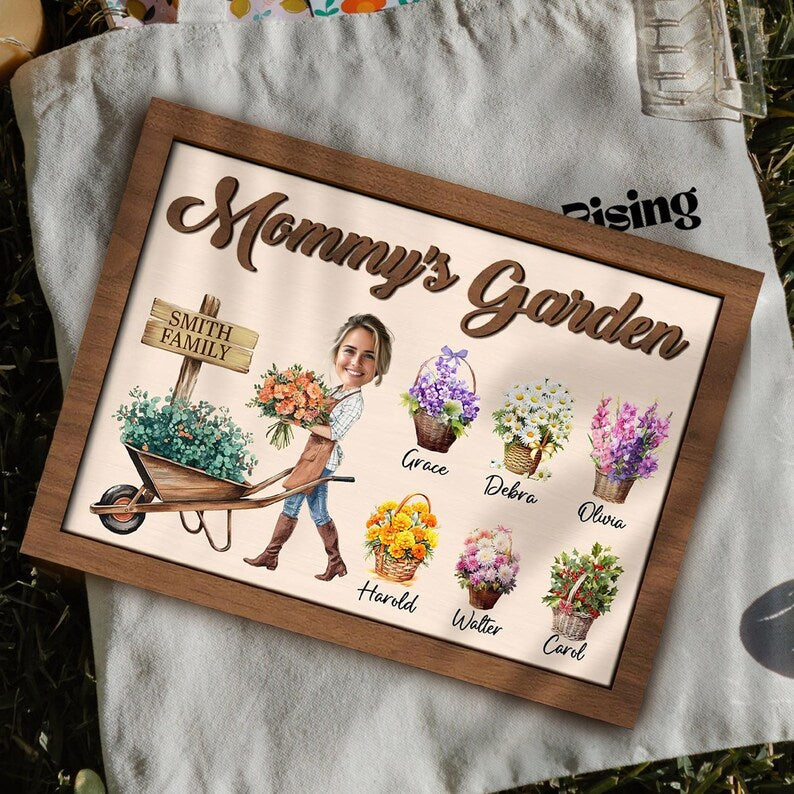 Custom Mom Garden Plaque Birth Month Floral Sign