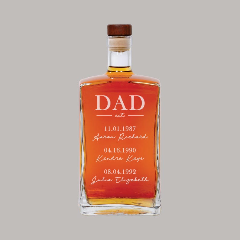 Custom Dad Est Kids Names Whiskey Decanter Fathers Day Gift For Dad 2025