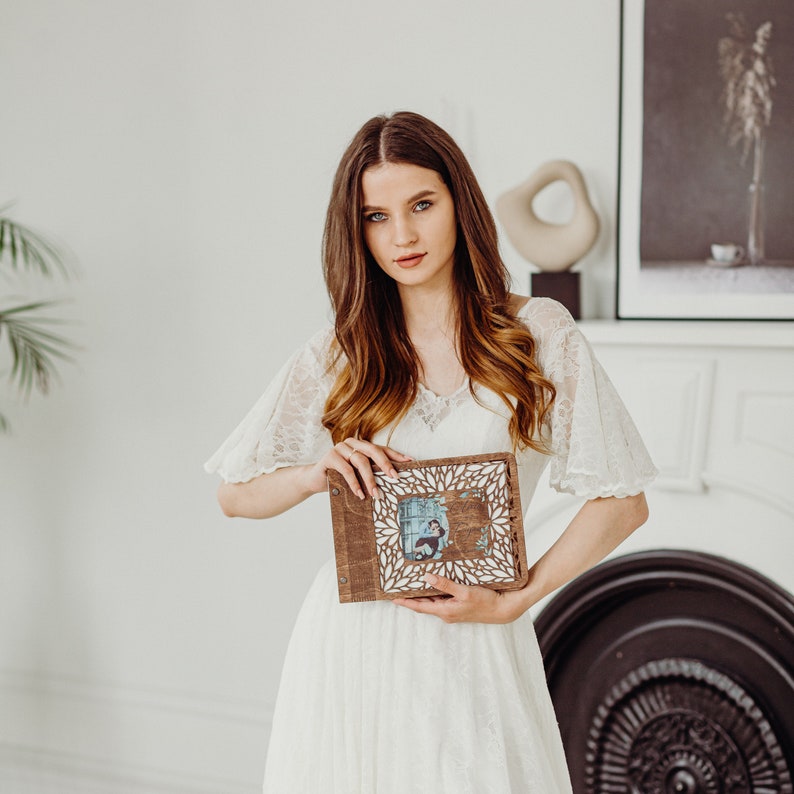 Personalized Wedding Guest Book, Wooden Anniversary Guest Book Memorial