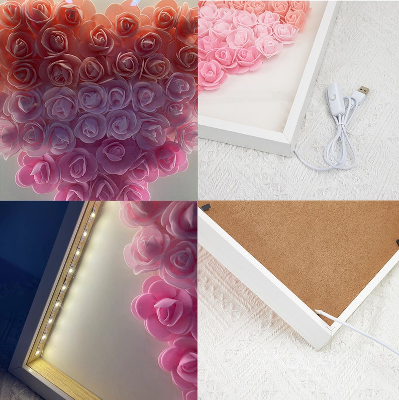 Personalized Mom Flower LED Light Shadow Box Handcrafted Mom's Present