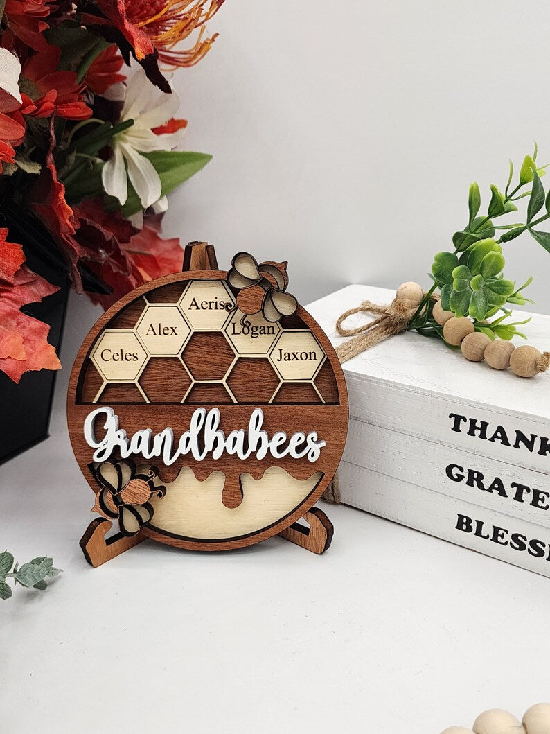 Personalized Bee Hive Family Tree Plaque Mothers Day Gift Grandparents Gift Home Decor