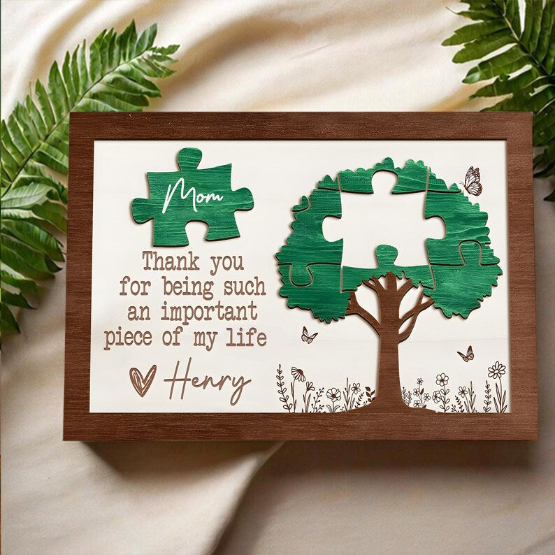 Custom Mom Tree Puzzle Sign, Gift From Son Or Daughter
