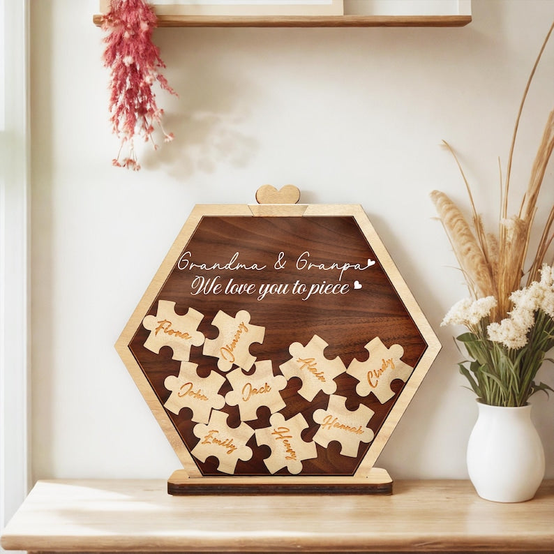 Personalized Puzzle Name Magnet Fridge Decor With Grandchildren's Names,Mothers Day Gift