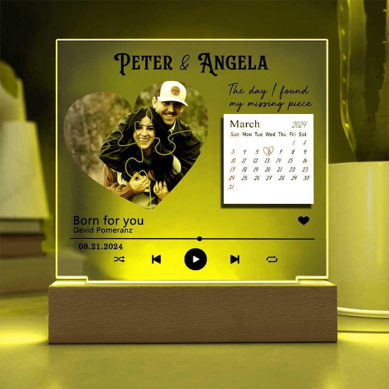 Custom The Day I Found My Missing Piece Photo Night Light Plaque