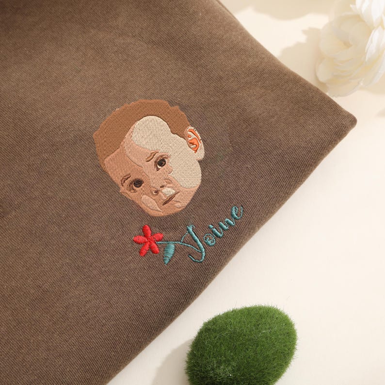 Custom Embroidered Children's Portrait T-shirt & Hoodie, Newborn Name Announcement Gift