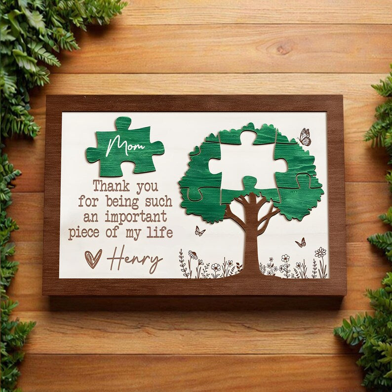 Custom Mom Tree Puzzle Sign, Gift From Son Or Daughter