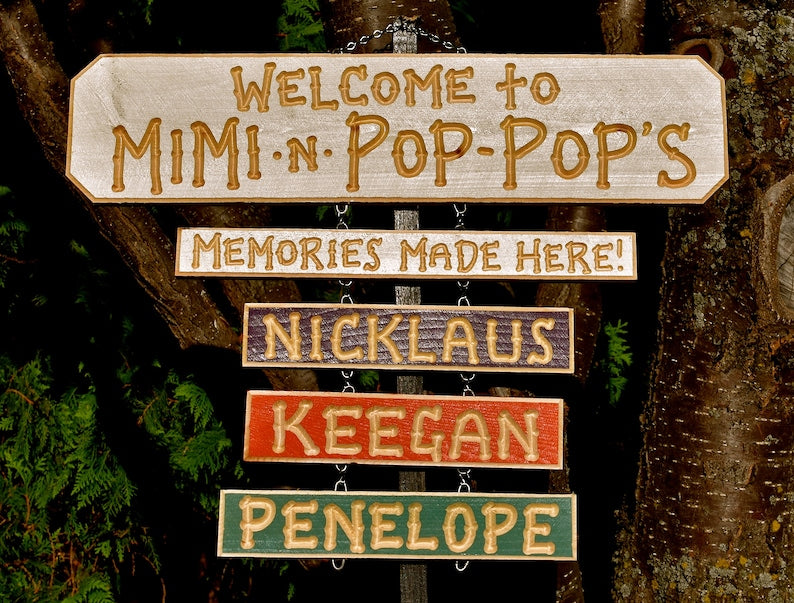 NANA PAPA GRANDPA Grandma Grandchildren Carved signs