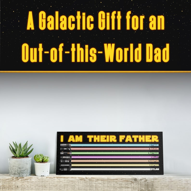 “I Am Their Father Dad” lightsaber Kids Name Sign Gifts, Personalized Gifts for Dad