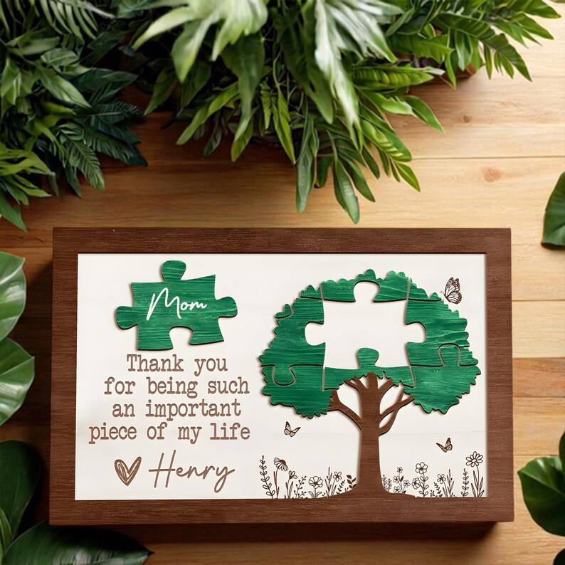 Custom Mom Tree Puzzle Sign, Gift From Son Or Daughter