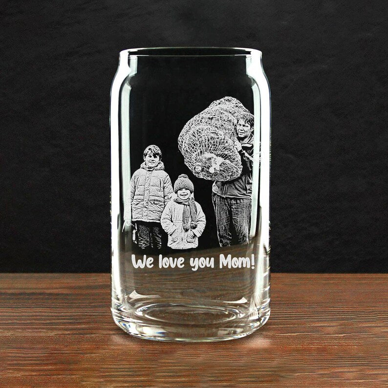 Custom Father's Day Gift For Dad, Engrave Your Favorite Photo On Whiskey Glass