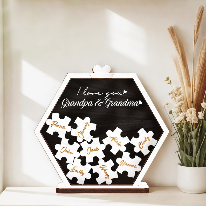 Personalized Puzzle Name Magnet Fridge Decor With Grandchildren's Names,Mothers Day Gift